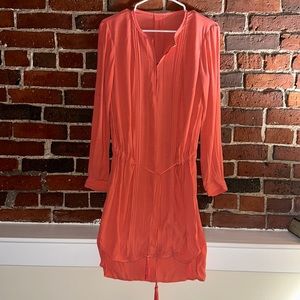 Diane Von Furstenberg Coral Buttoned Dress, Long Sleeve, Size 2